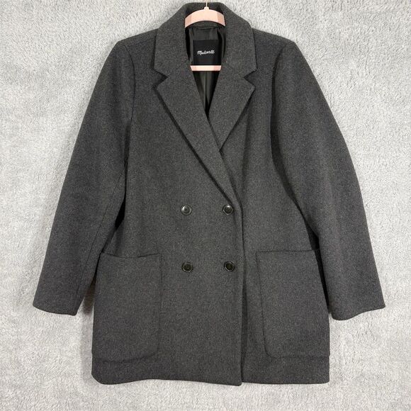 Madewell Hollis Double Breasted Blazer Coat Size M Gray Wool Blend‎ - Picture 1 of 10